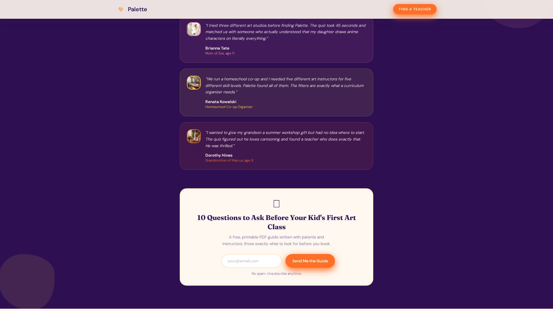 Palette - Joyful Art Instructor Landing Page Template