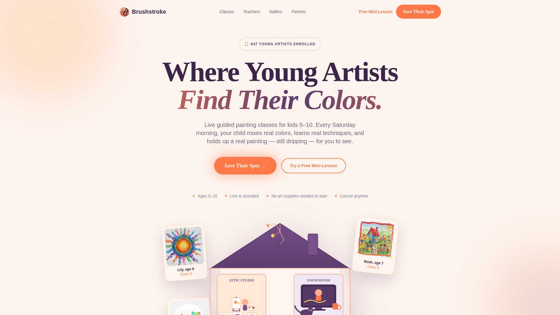 Brushstroke - Inspiring Kids Art Landing Page Template