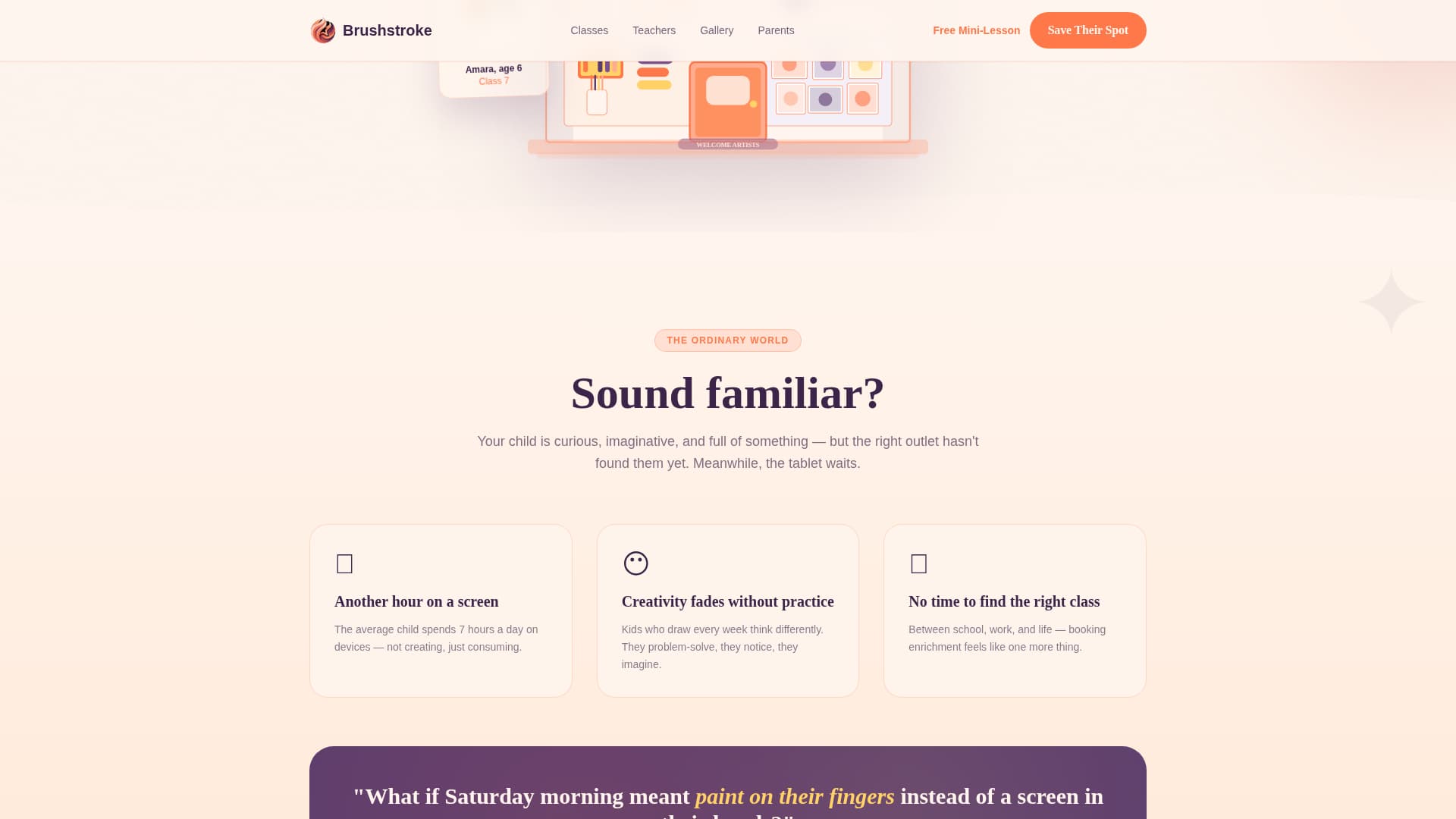 Brushstroke - Inspiring Kids Art Landing Page Template