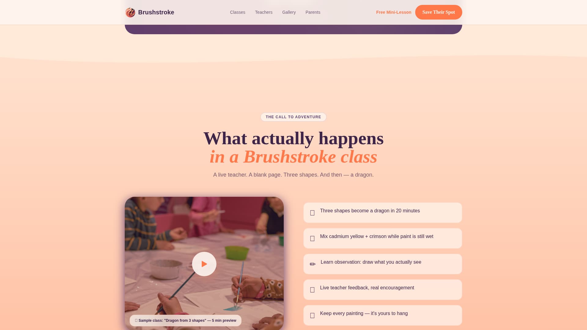 Brushstroke - Inspiring Kids Art Landing Page Template
