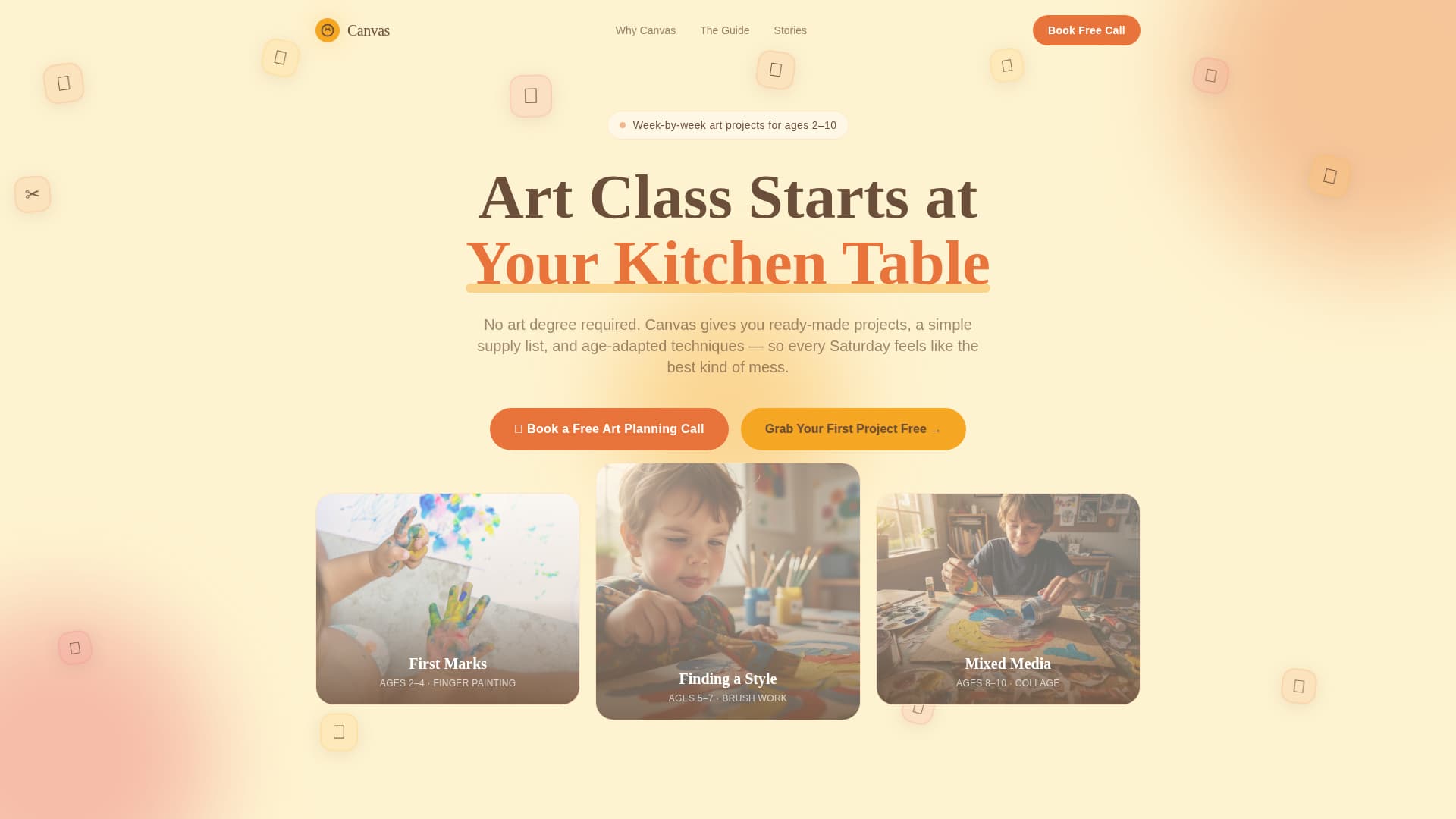 Canvas - Inspiring Kids Art Landing Page Template