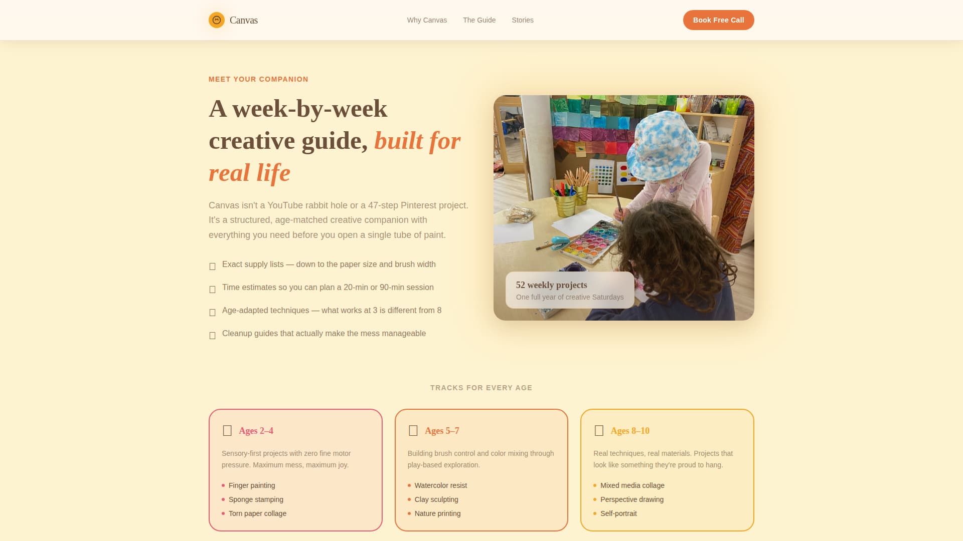 Canvas - Inspiring Kids Art Landing Page Template