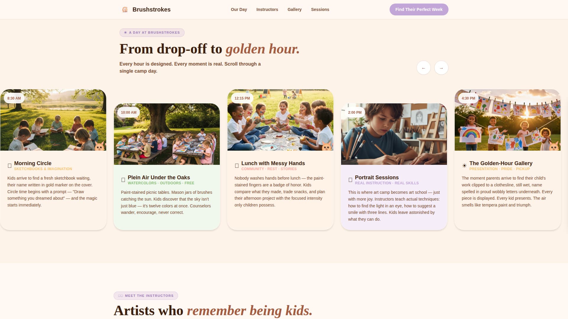 Brushstrokes - Enchanting Art Camp Landing Page Template