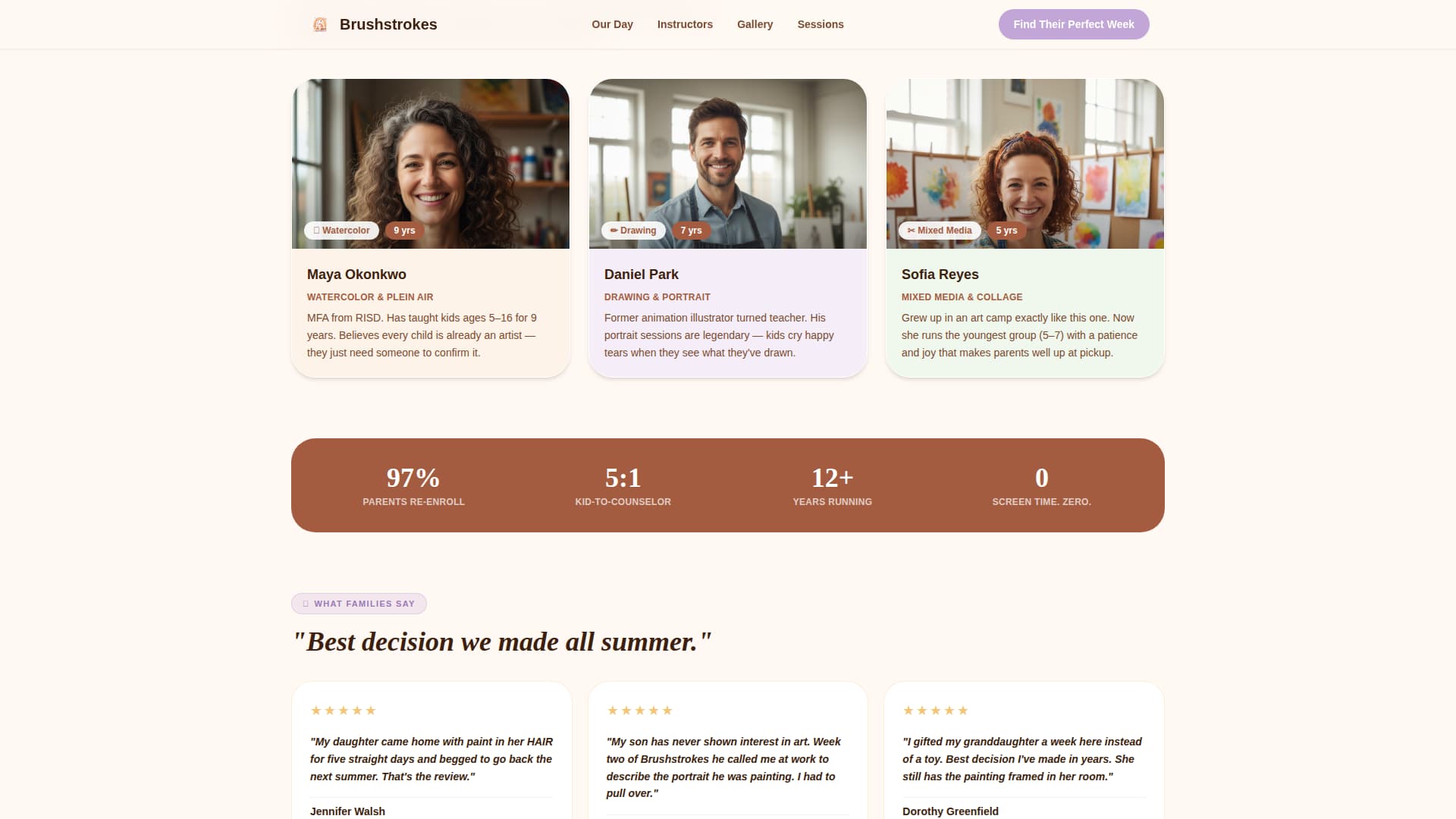Brushstrokes - Enchanting Art Camp Landing Page Template