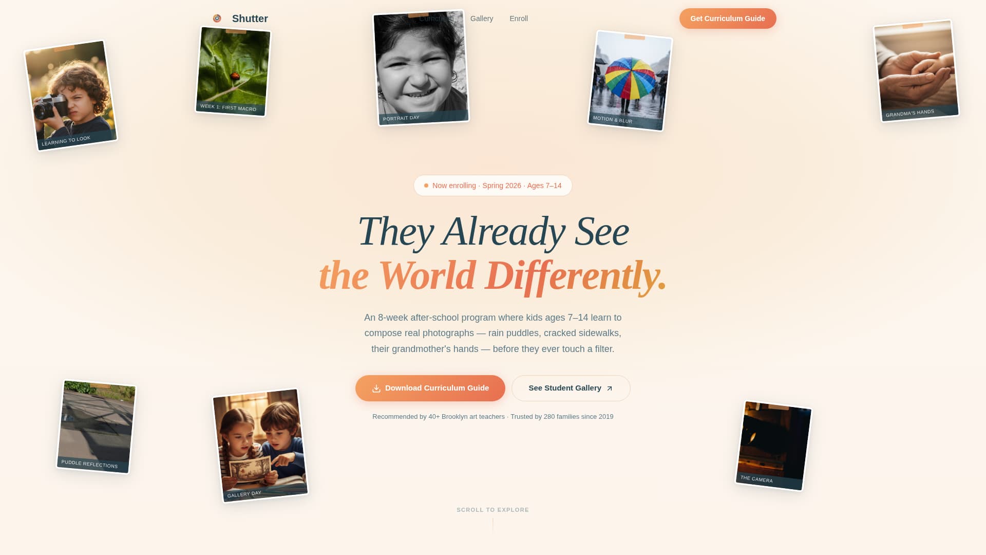 Shutter - Inspiring Kids Photography Landing Page Template