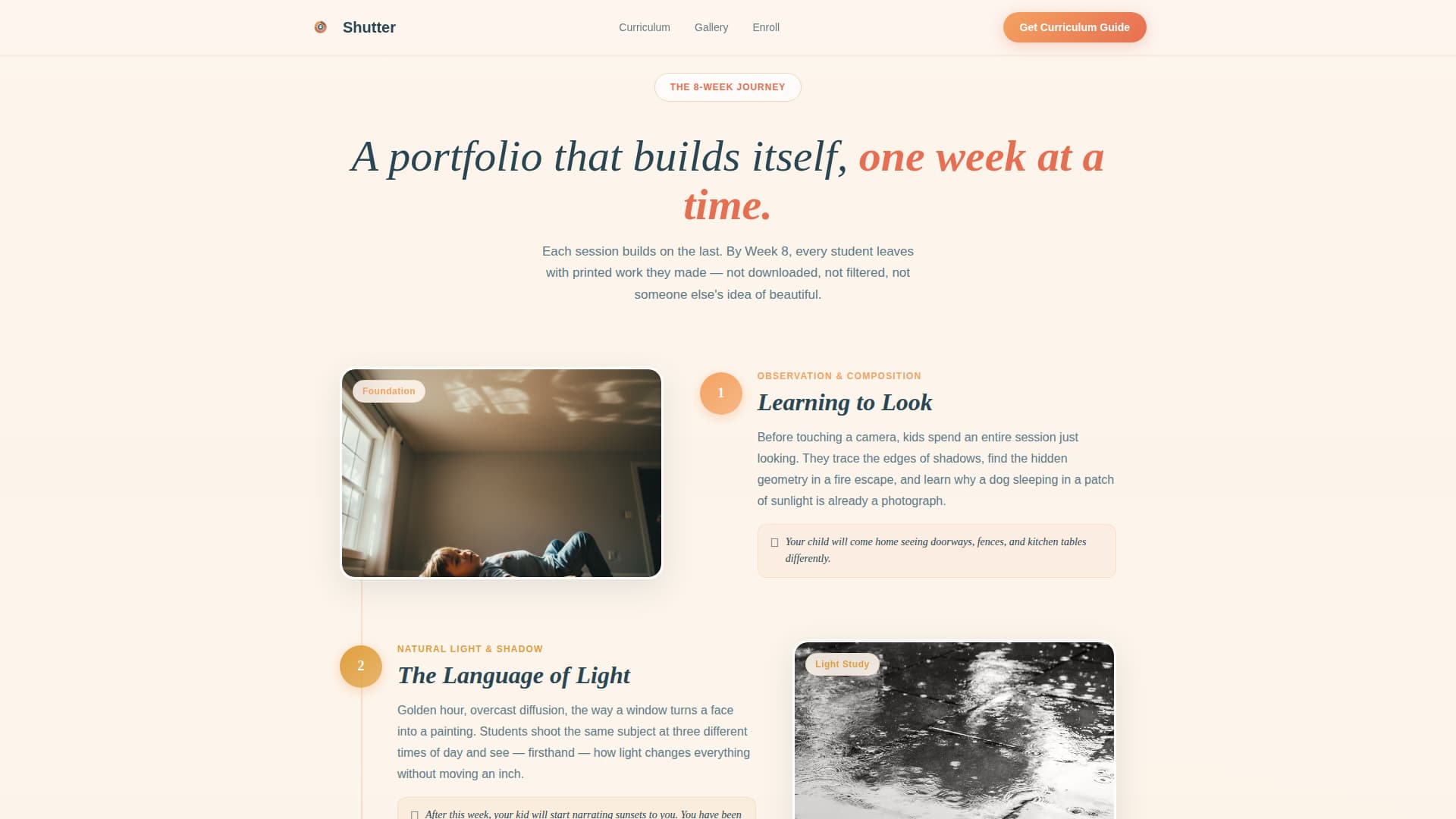 Shutter - Inspiring Kids Photography Landing Page Template