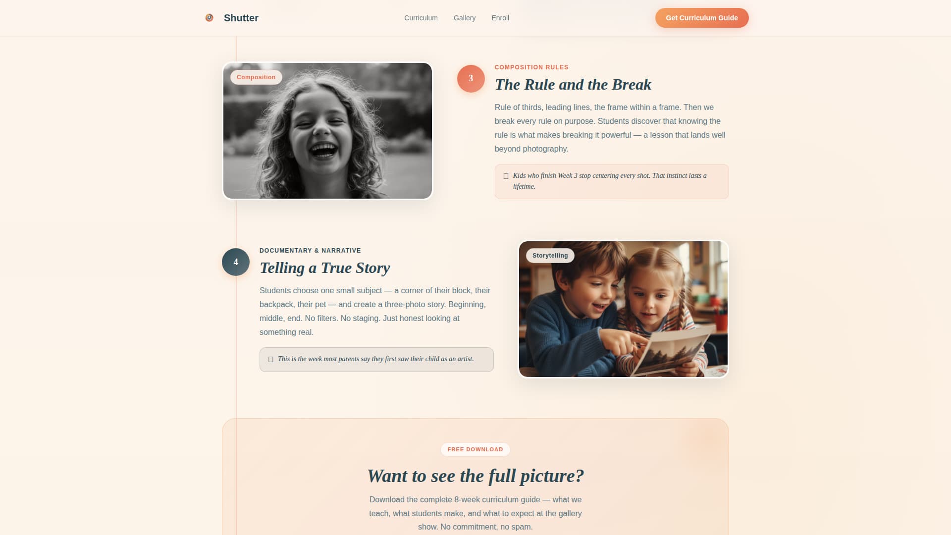 Shutter - Inspiring Kids Photography Landing Page Template