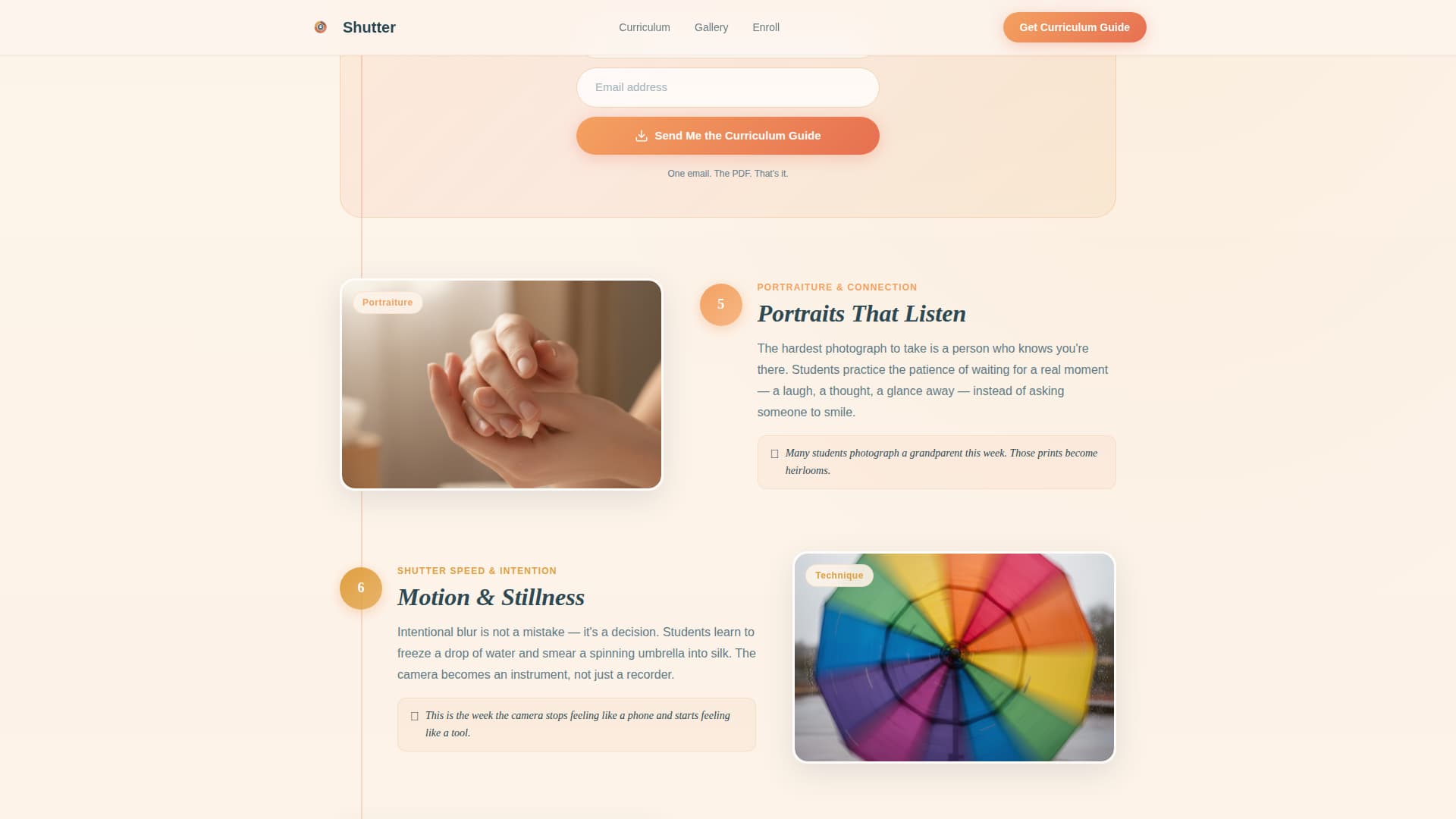Shutter - Inspiring Kids Photography Landing Page Template