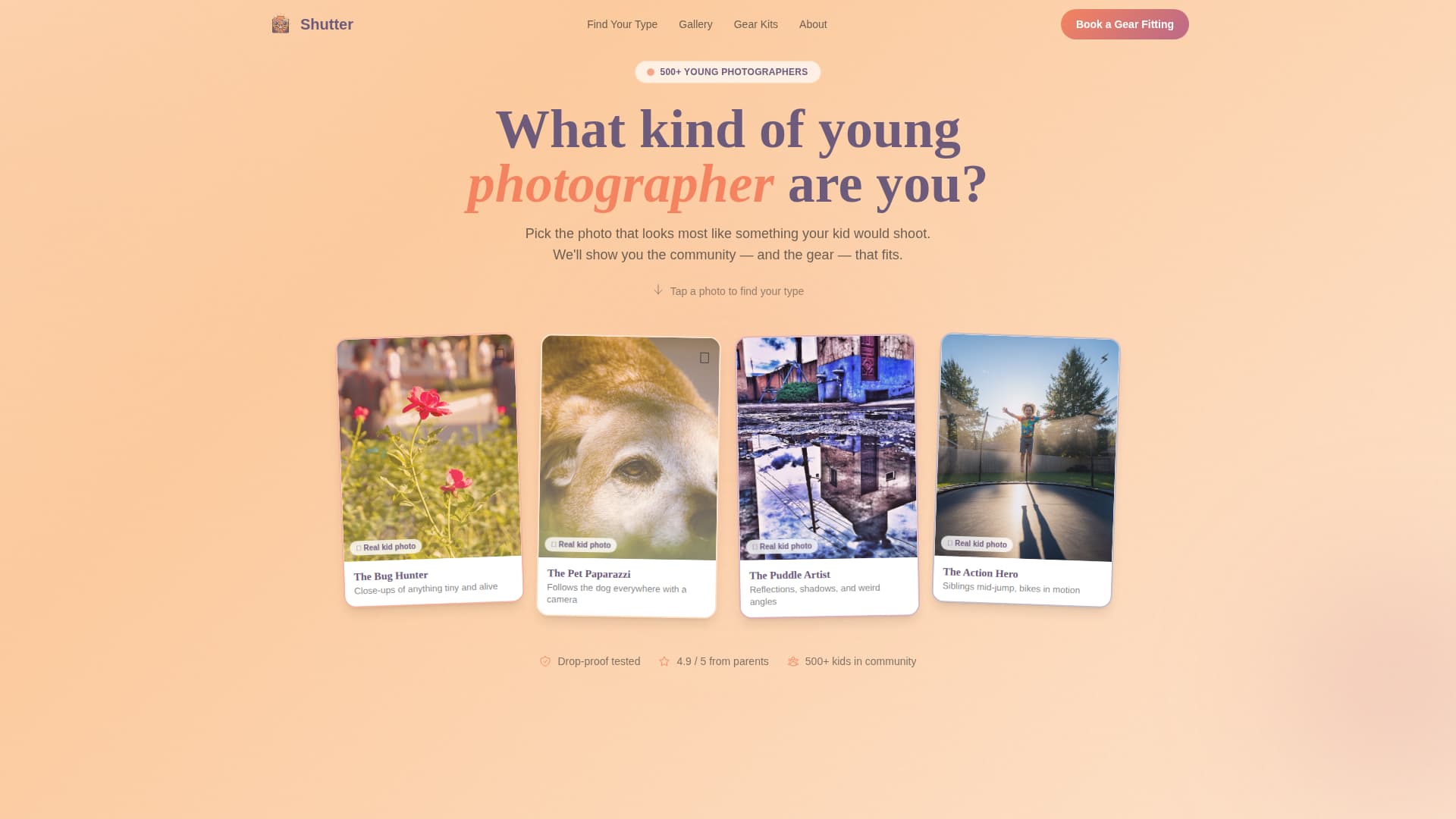 Shutter - Heartwarming Kids Photography Landing Page Template