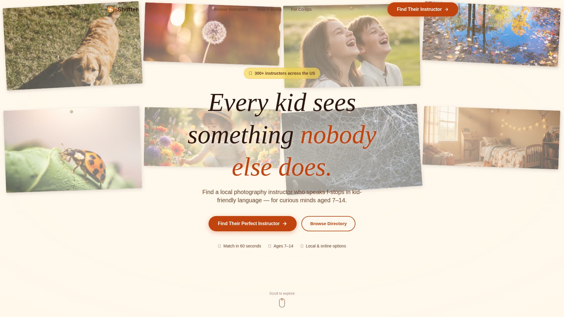 Shutter — Professional Youth Photography Landing Page Template