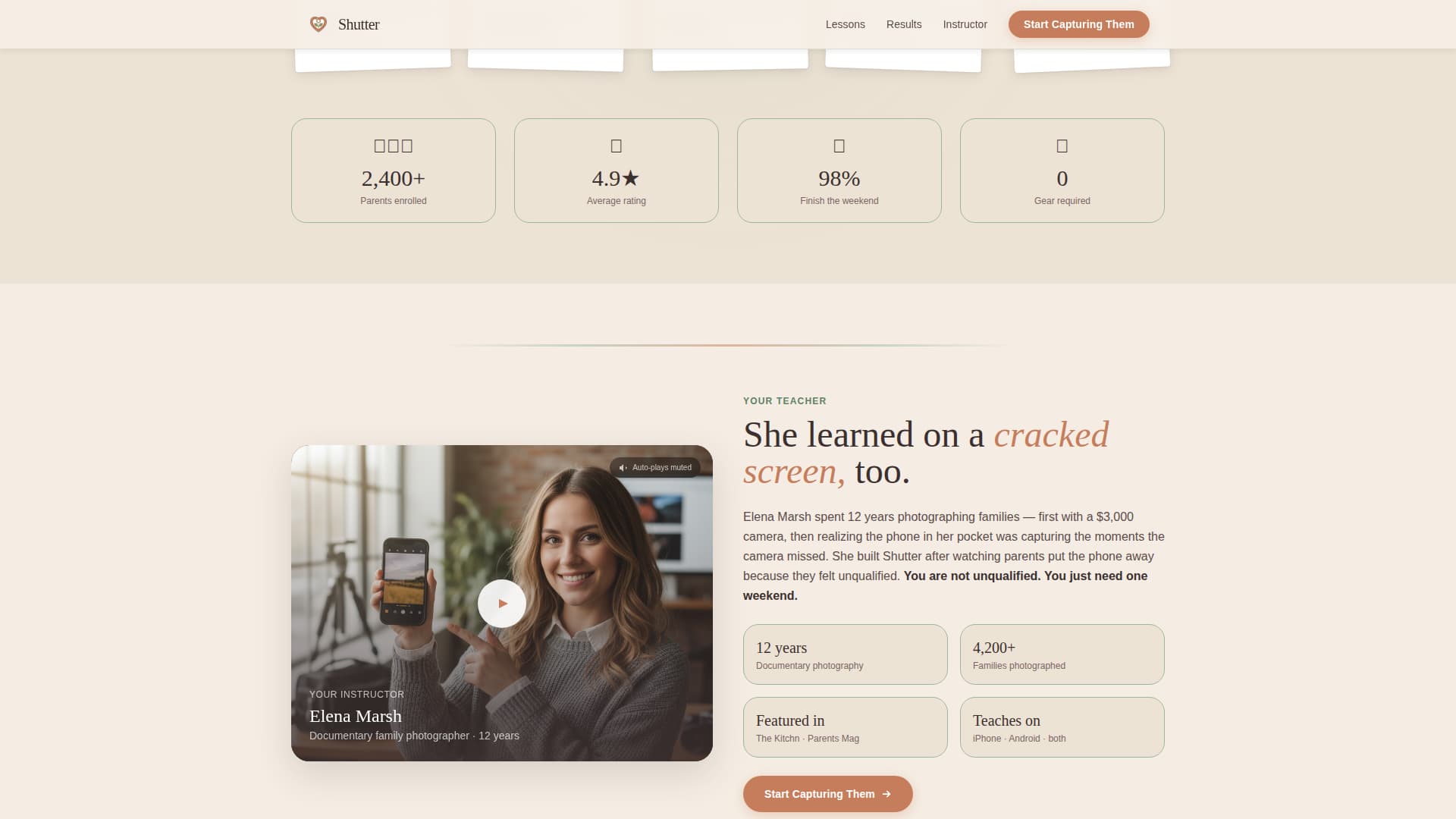 Shutter - Heartwarming Photography Landing Page Template