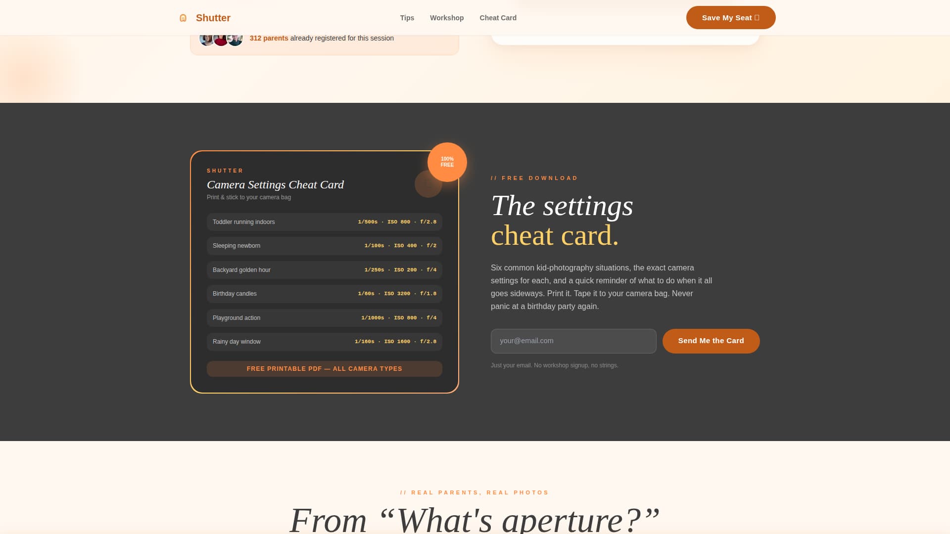 Shutter — Emotional Portrait Photography Landing Page Template