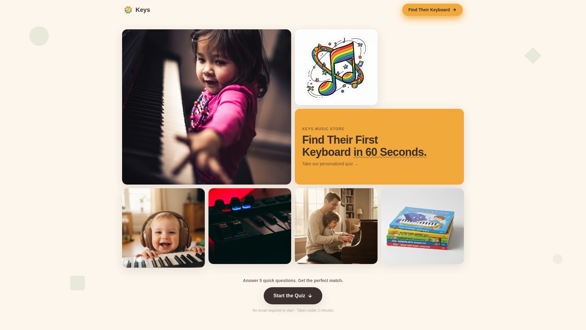 Keys - Playful Kids Keyboard Landing Page Template