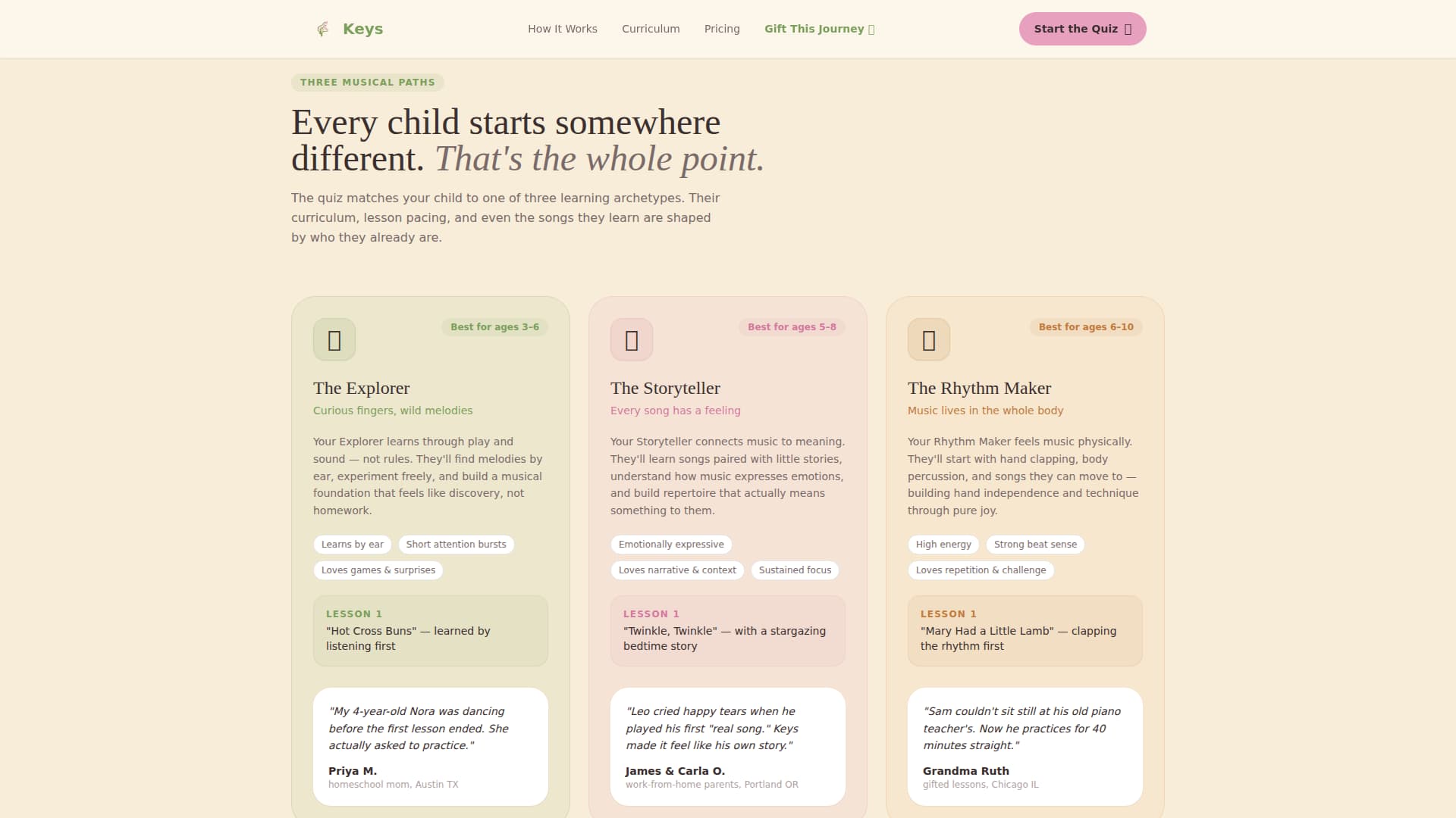 Keys - Nurturing Piano Landing Page Template