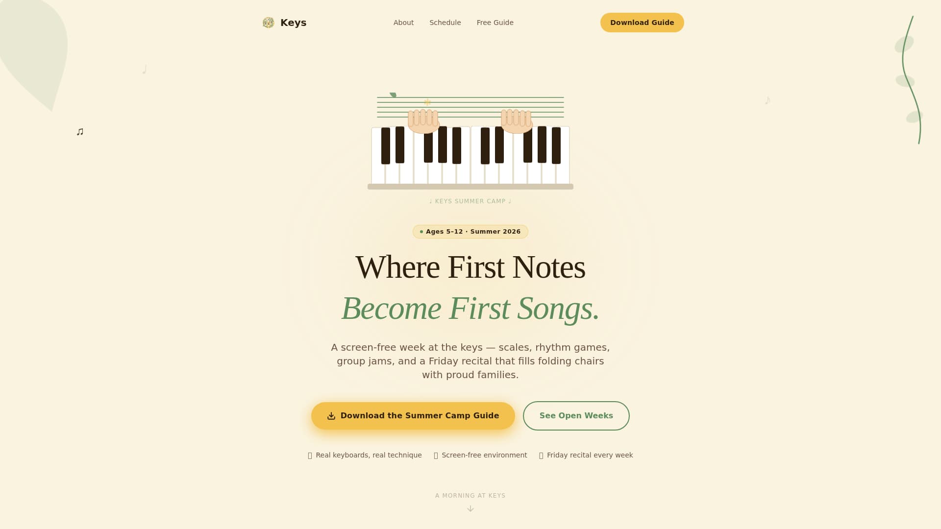 Keys - Joyful Piano Landing Page Template