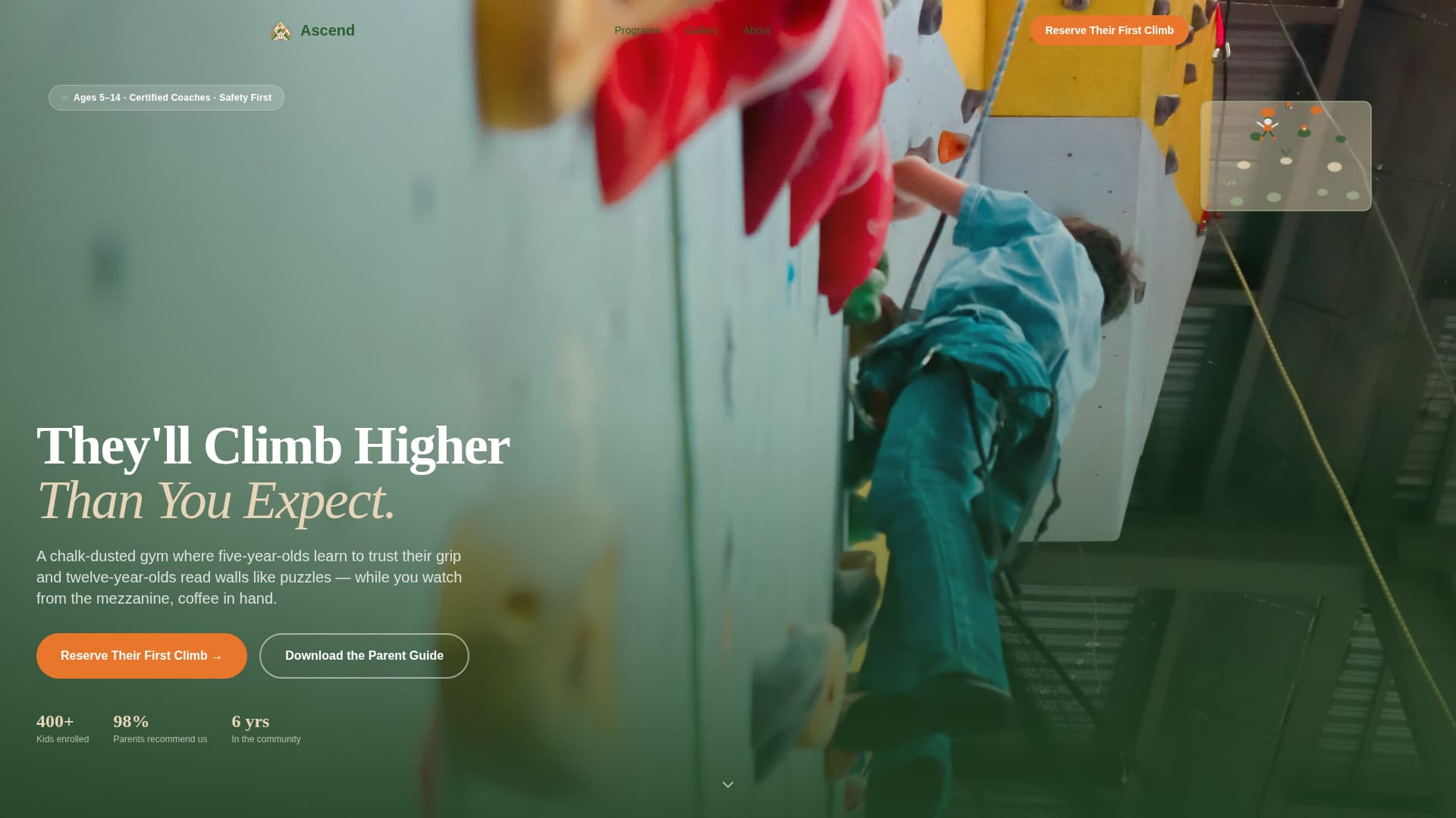 Ascend - Inspiring Kids Climbing Landing Page Template