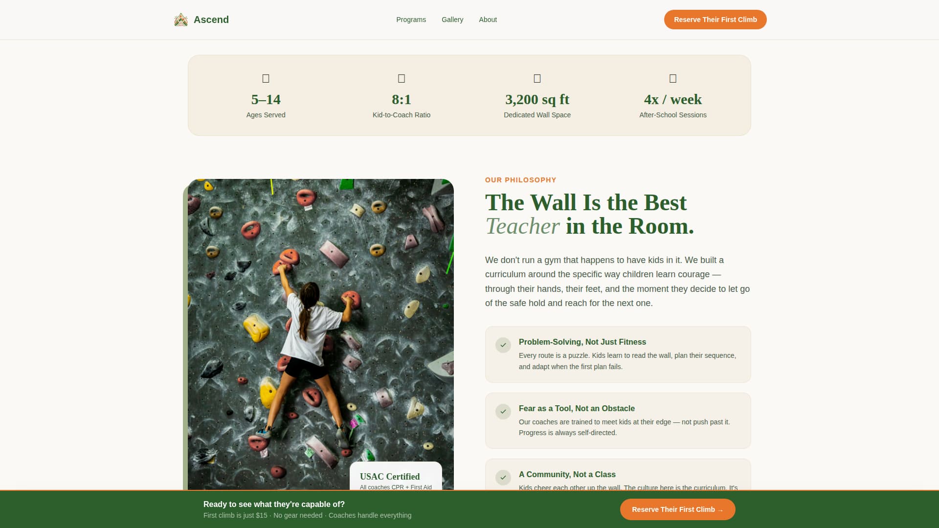 Ascend - Inspiring Kids Climbing Landing Page Template