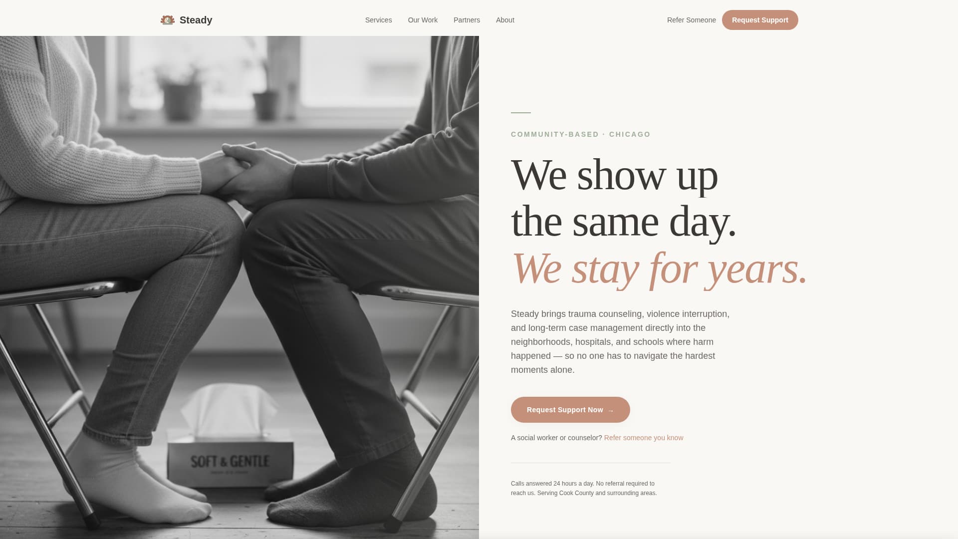 Steady - Compassionate Violenceprevention Landing Page Template