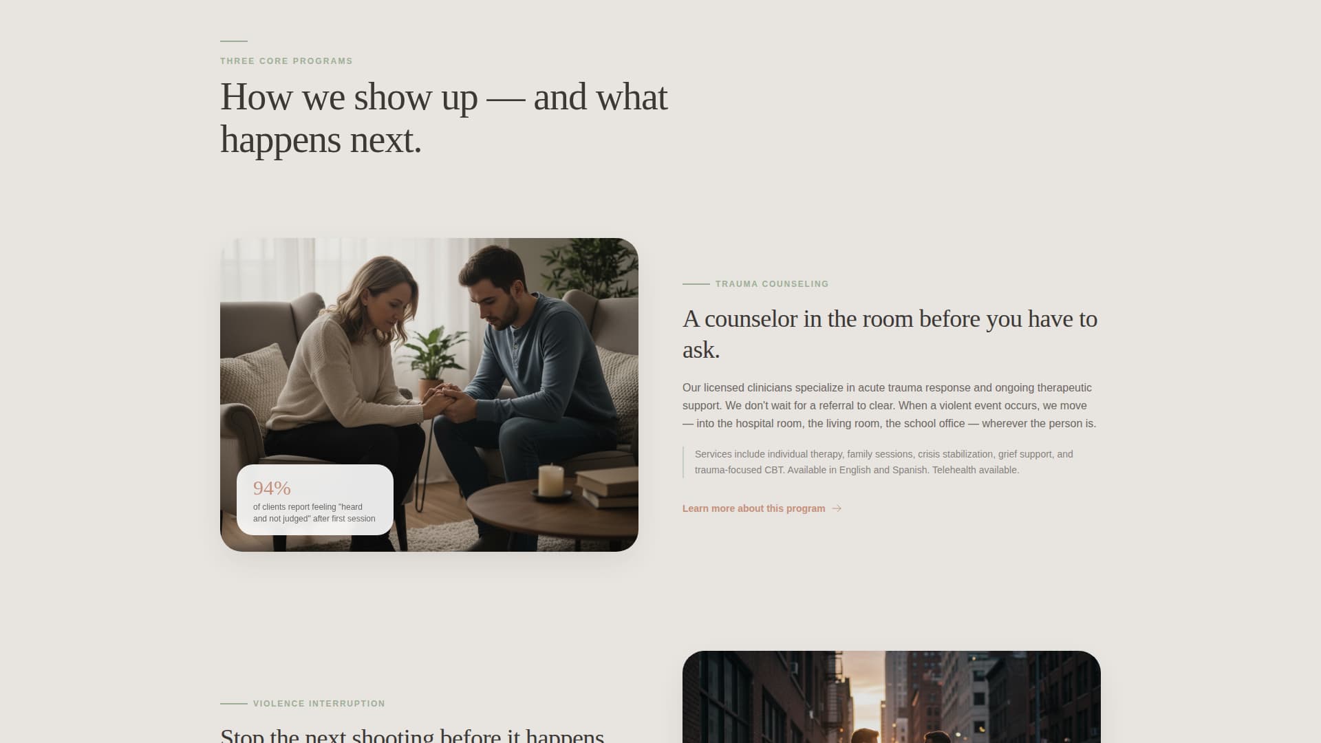 Steady - Compassionate Violenceprevention Landing Page Template