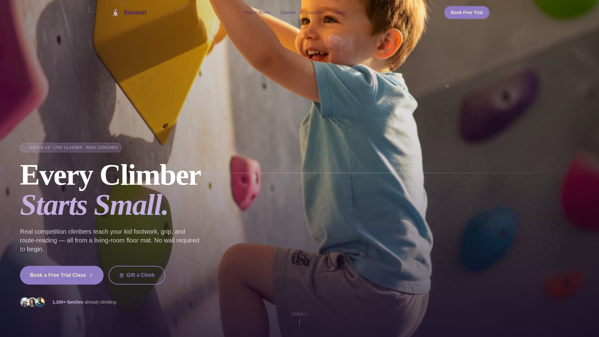 Summit - Inspiring Kids Climbing Landing Page Template