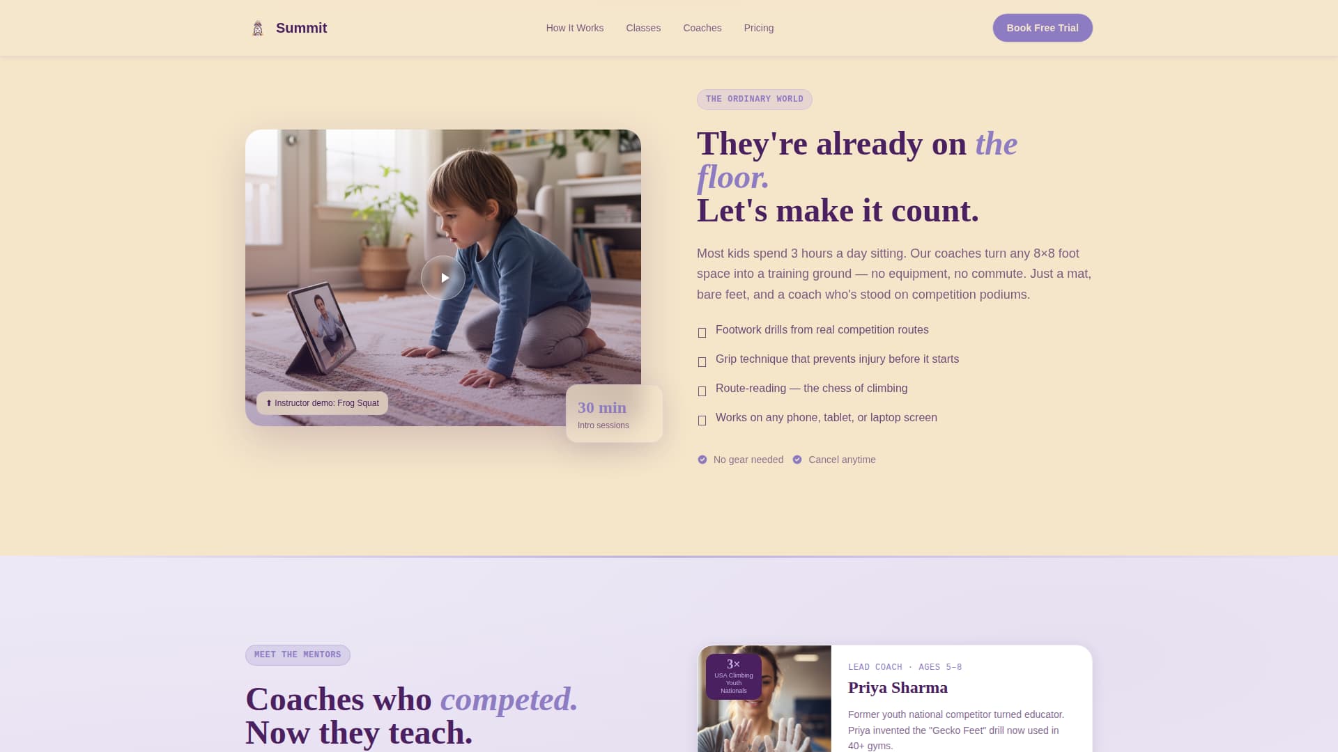 Summit - Inspiring Kids Climbing Landing Page Template