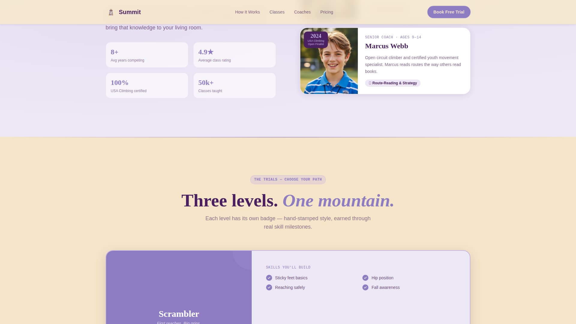 Summit - Inspiring Kids Climbing Landing Page Template