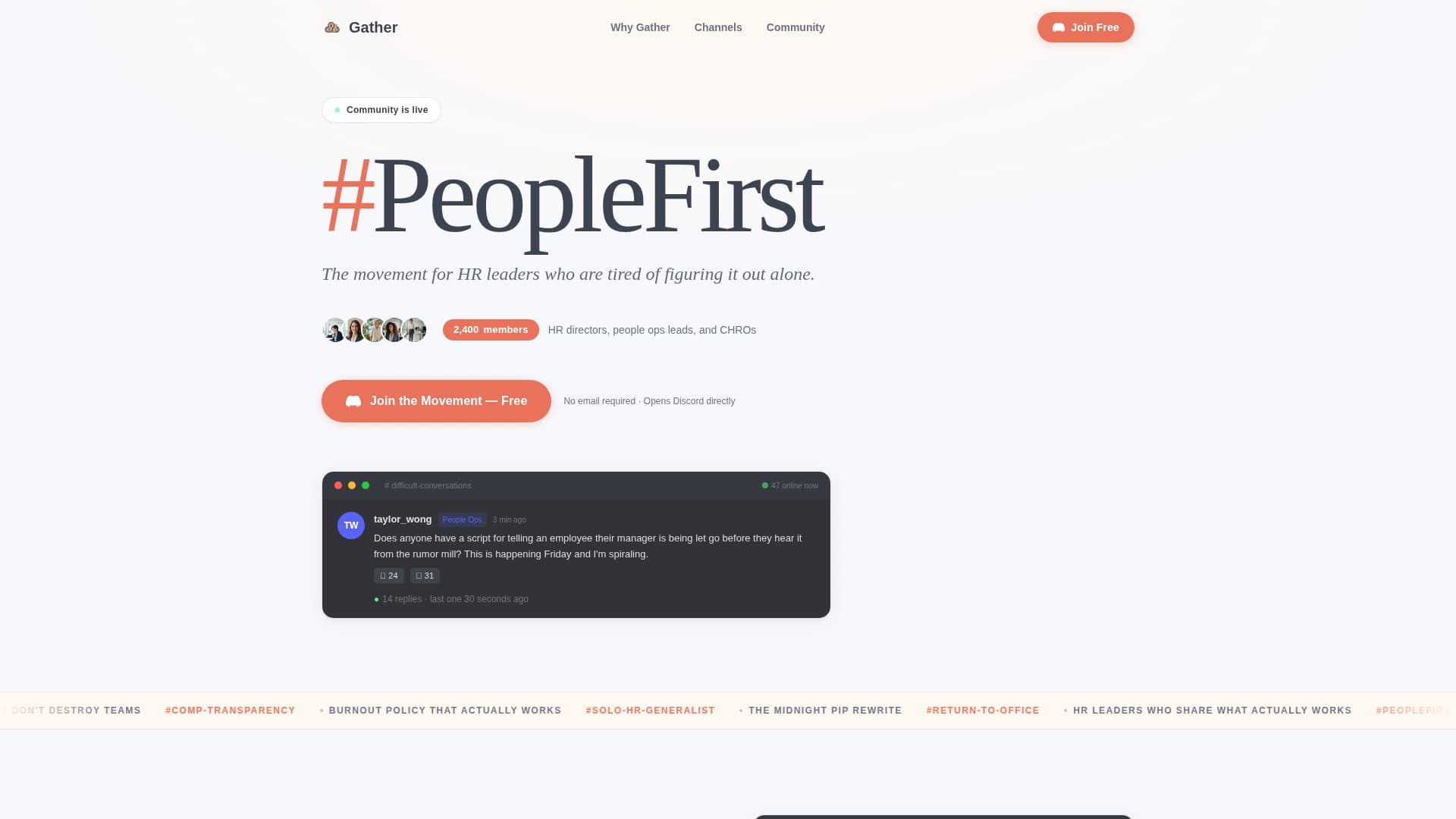 Gather - Empowering HR Leaders Landing Page Template