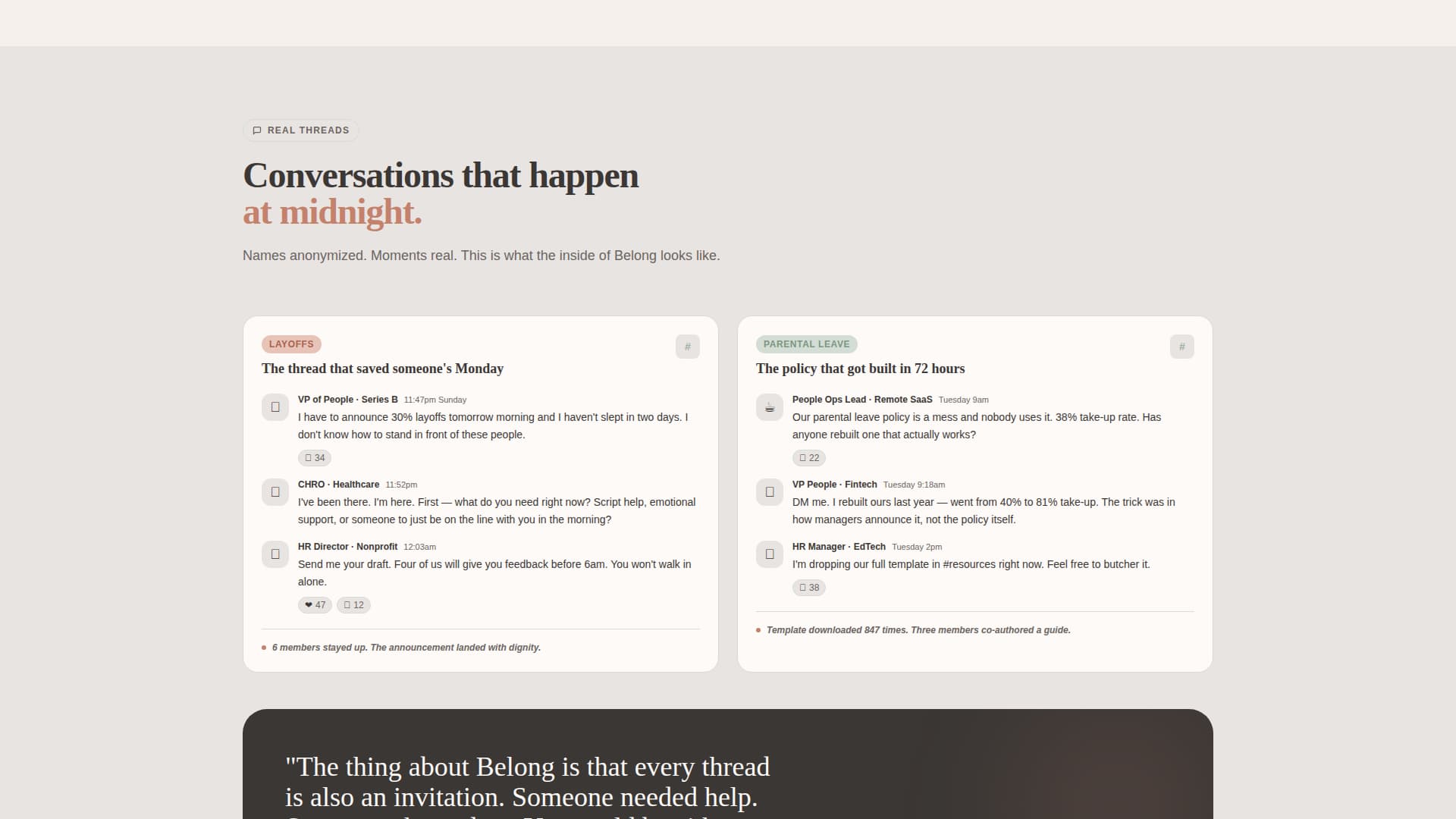 Belong - Heartfelt Hrcommunity Landing Page Template