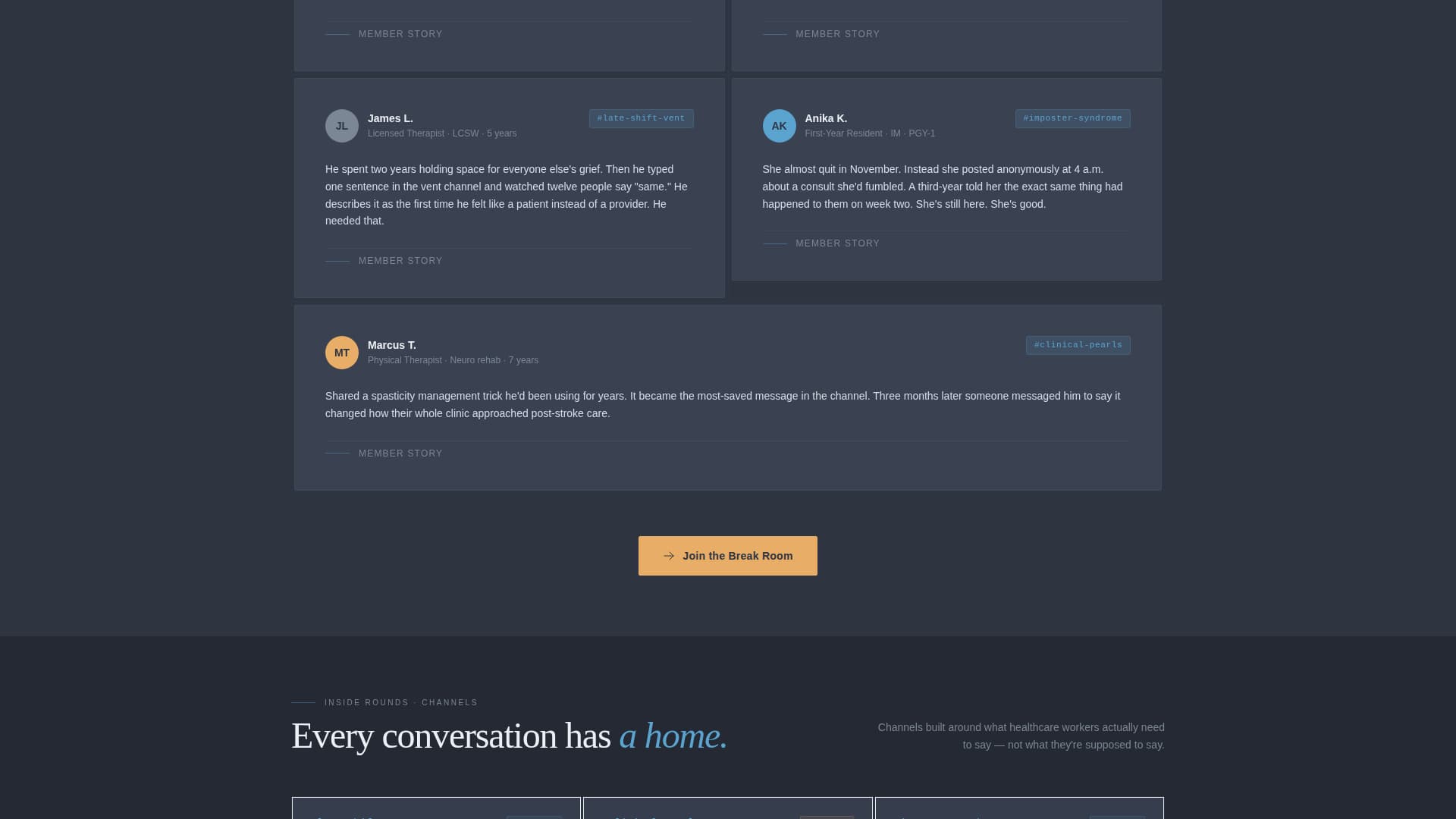 Rounds - Supportive Healthcare Landing Page Template