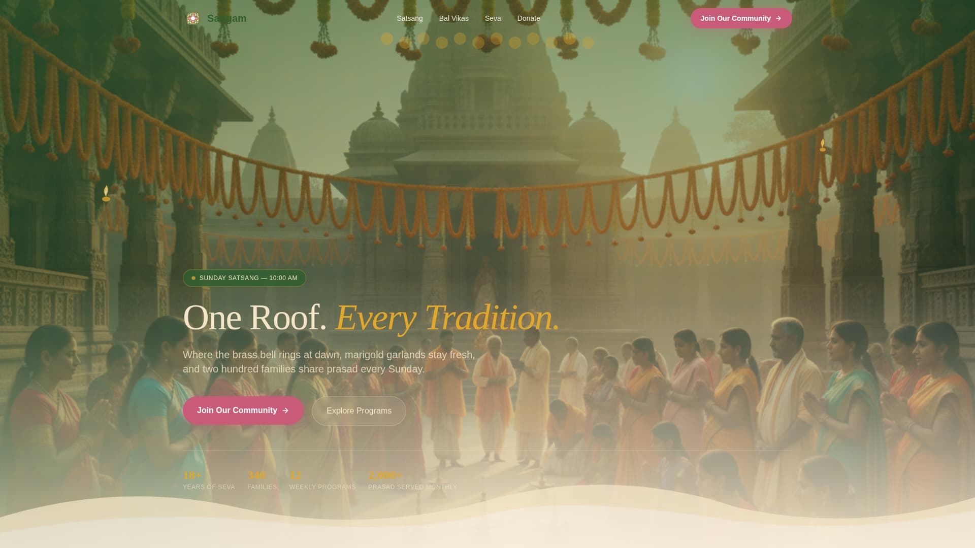 Sangam - Vibrant Hinduculturalcenter Landing Page Template