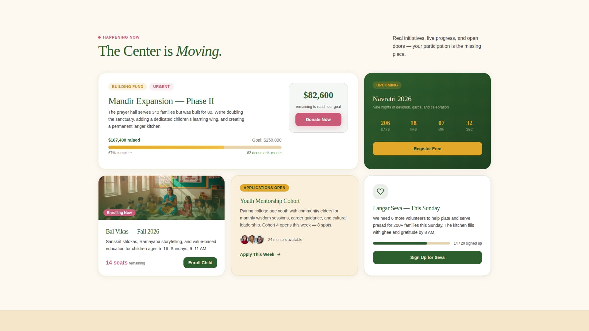 Sangam - Vibrant Hinduculturalcenter Landing Page Template