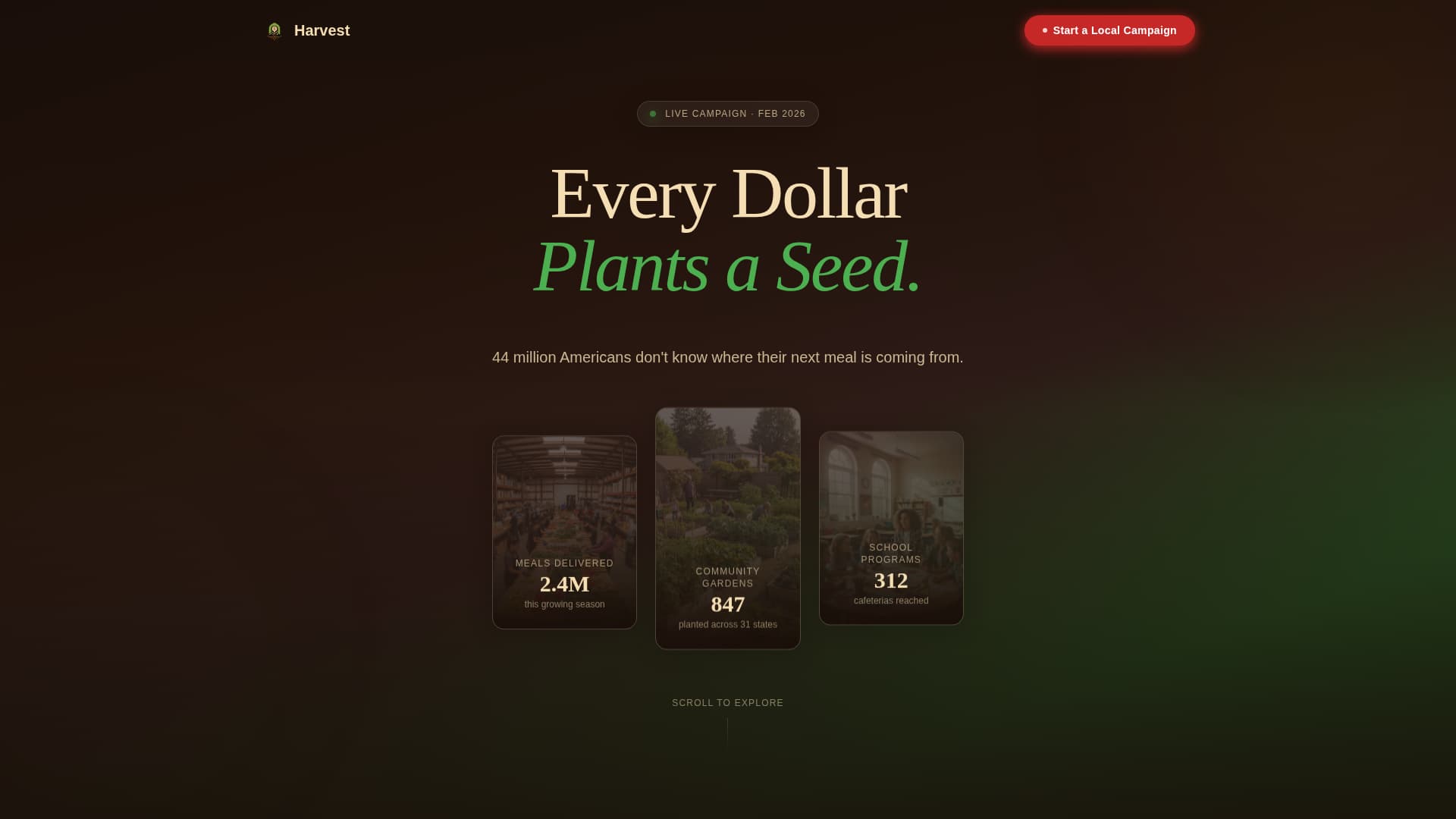 Harvest - Impactful Nonprofit Landing Page Template