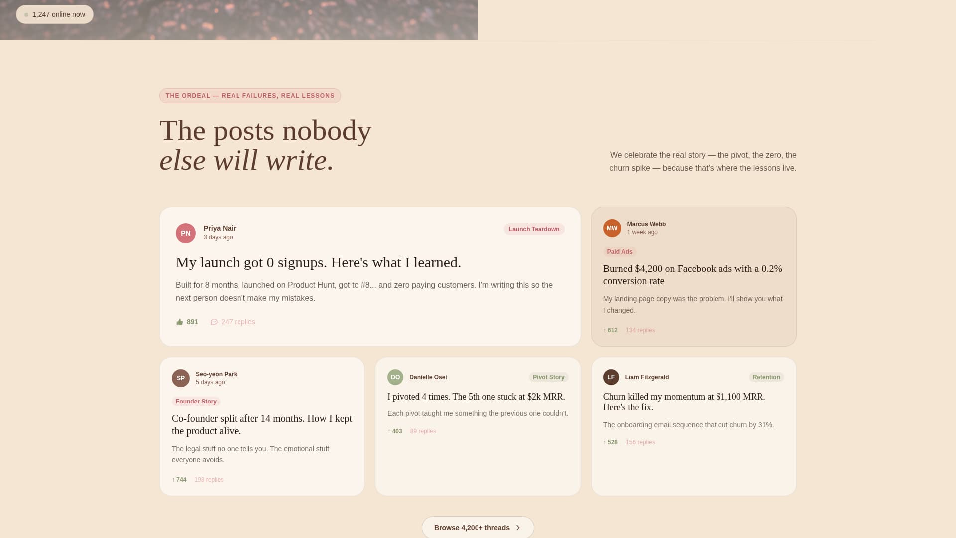 Campfire - Inspiring Indie Hackers Landing Page Template