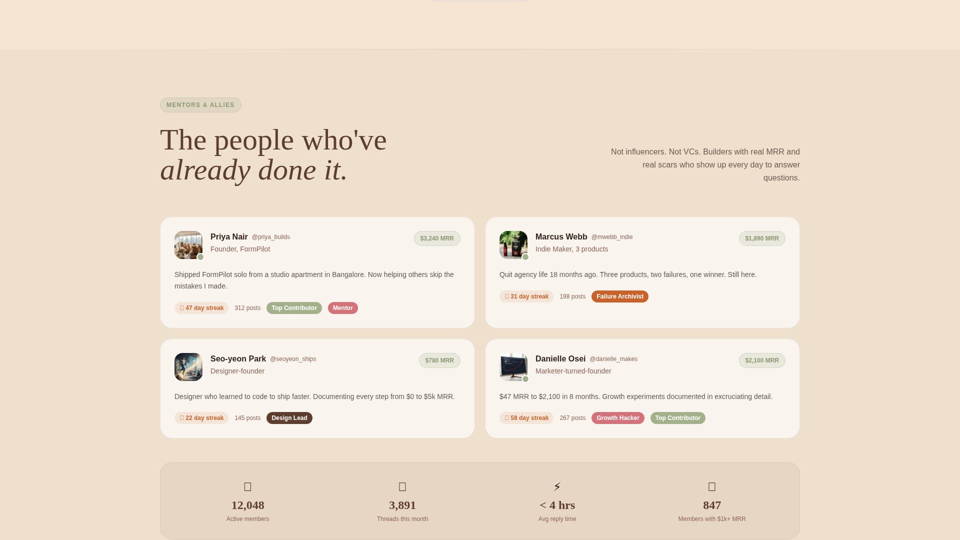 Campfire - Inspiring Indie Hackers Landing Page Template