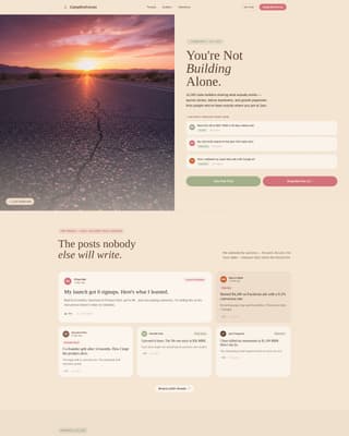 Campfire - Inspiring Indie Hackers Landing Page Template