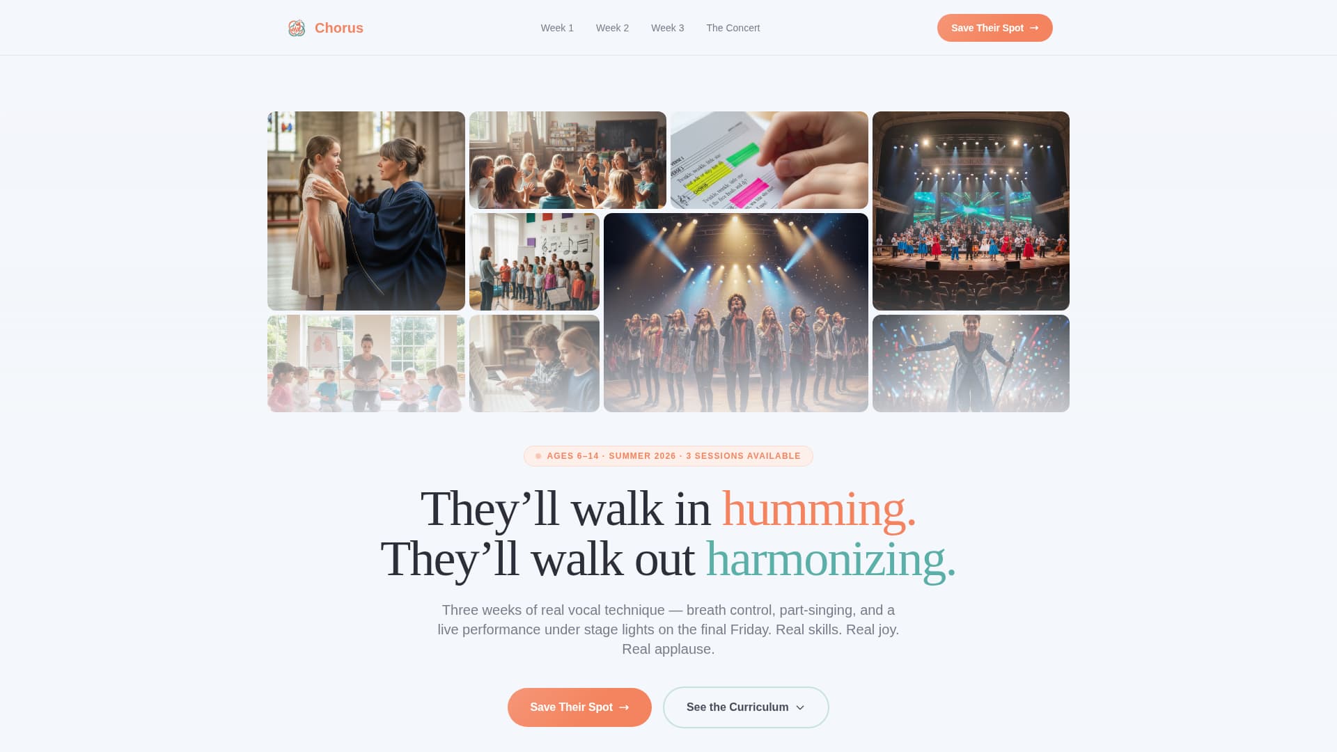 Chorus — Uplifting Musical Ensemble Landing Page Template