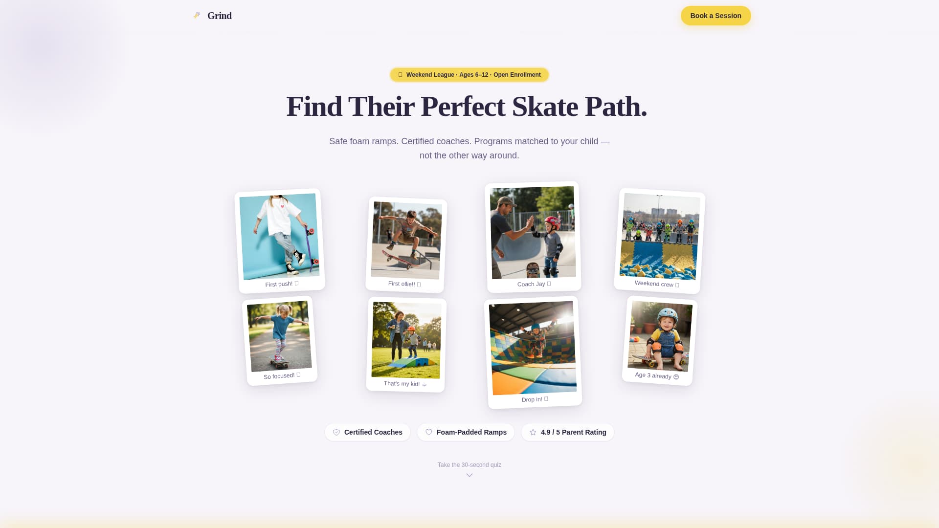 Grind - Safe Kids Skateboarding Landing Page Template