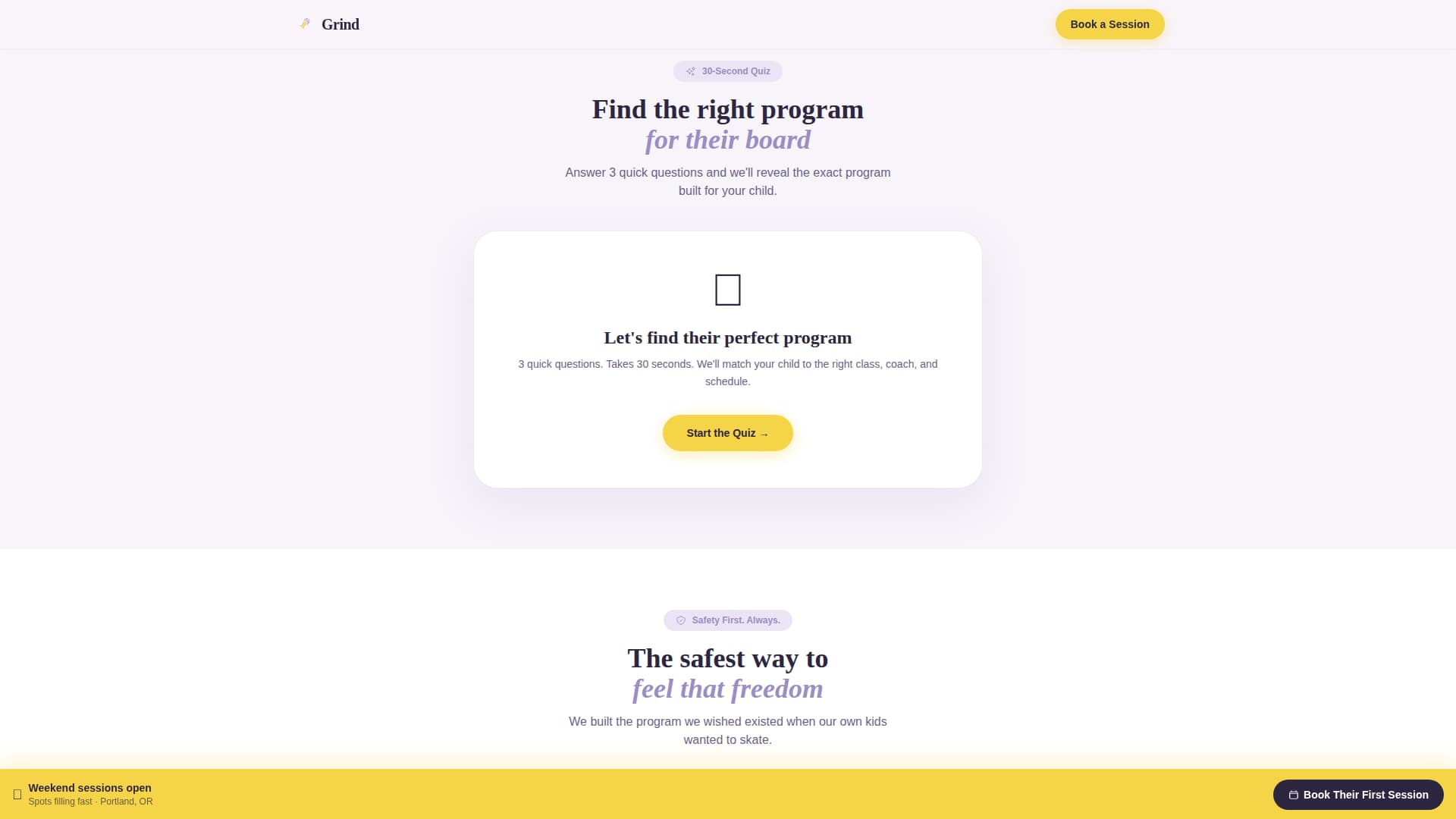 Grind - Safe Kids Skateboarding Landing Page Template
