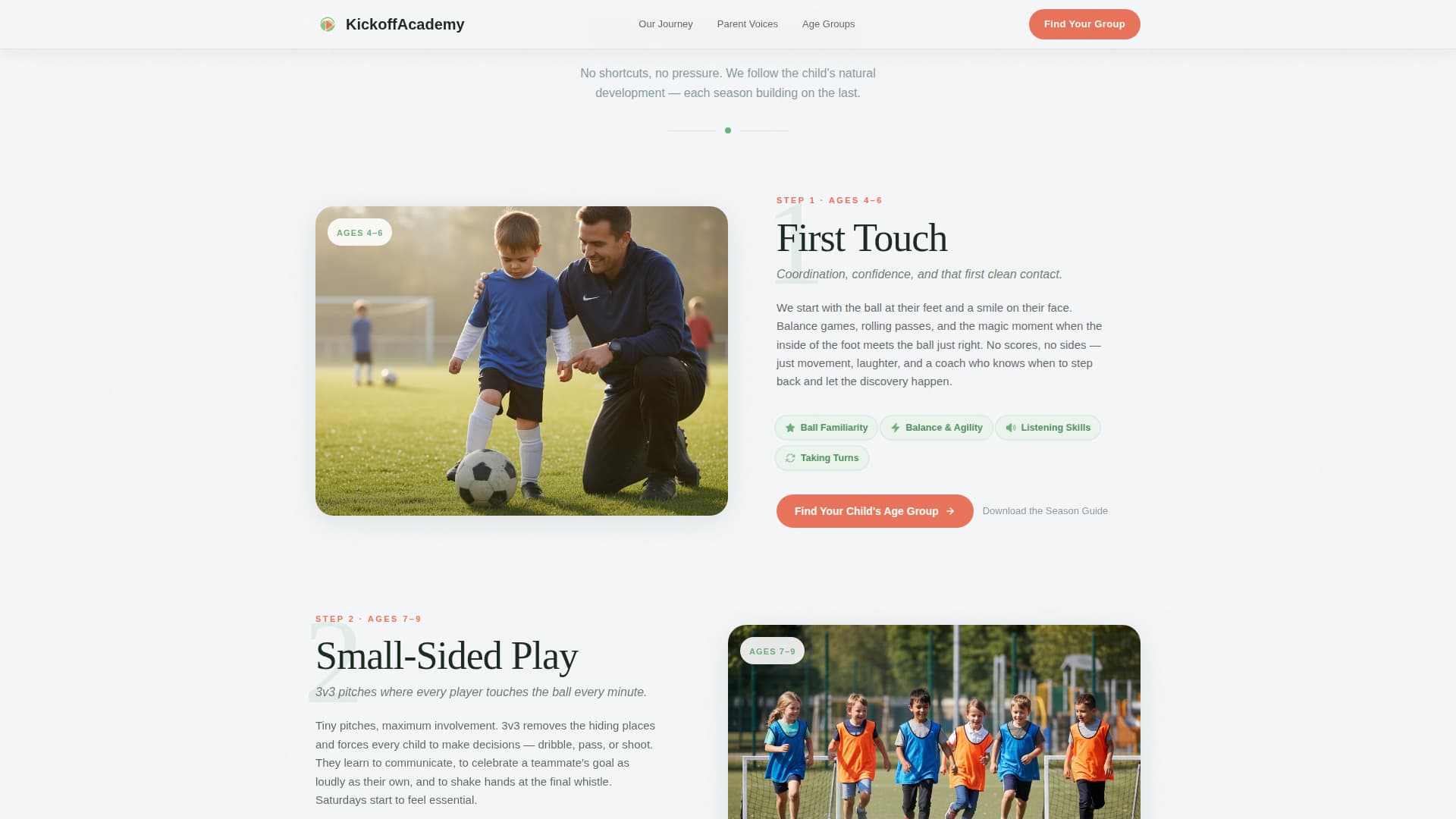Kickoff - Soccer Academy Landing Page Template