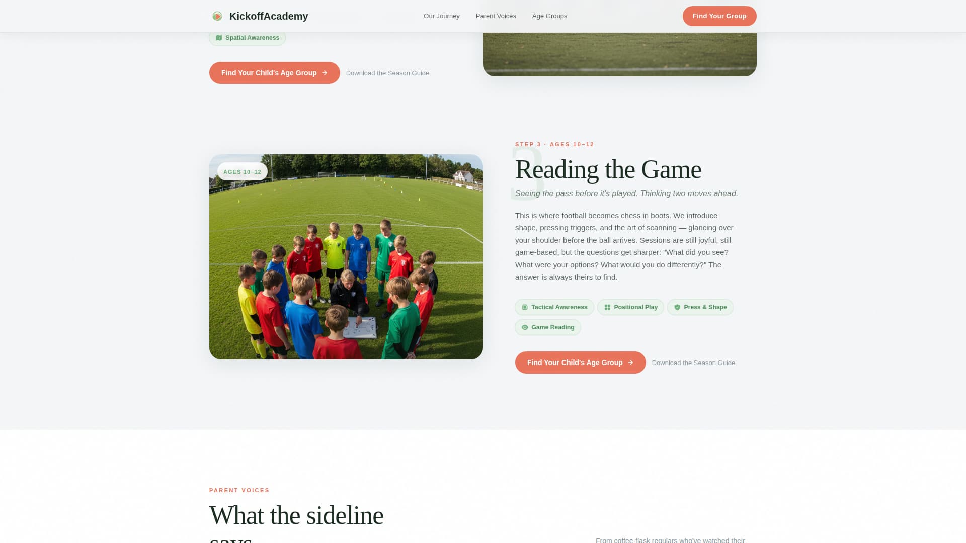 Kickoff - Soccer Academy Landing Page Template