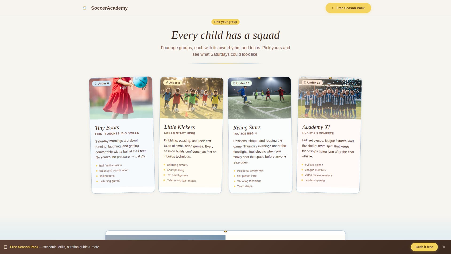 Kids Soccer Professional Website Template