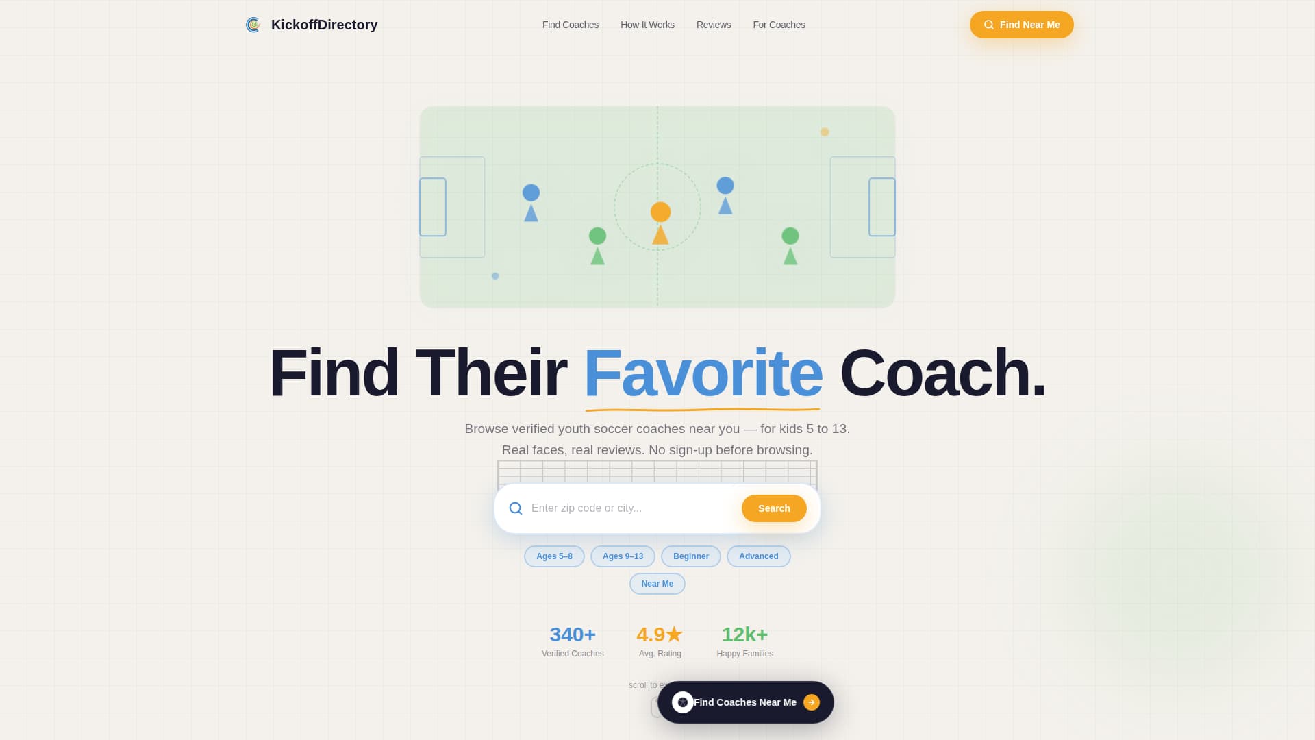 Kickoff - Coach Directory Landing Page Template