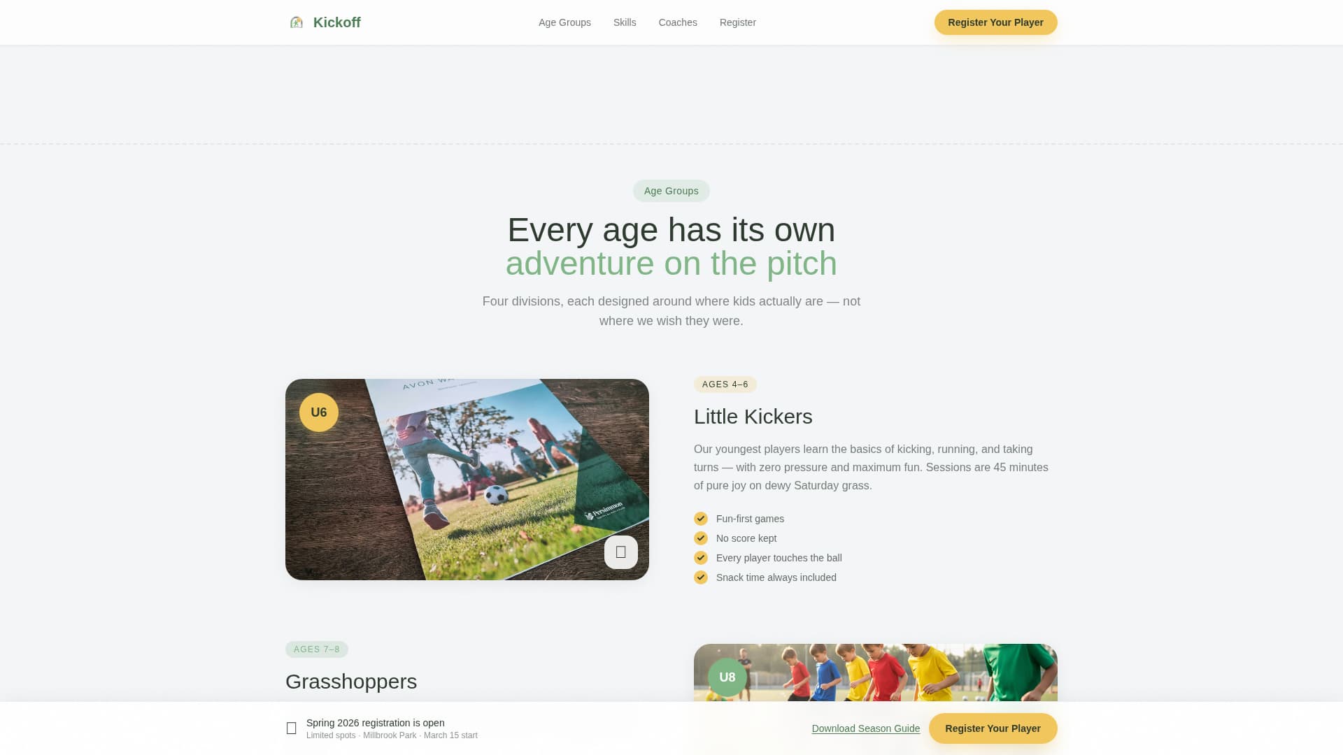 Kids Sports & Dance Academy Booking Website Template