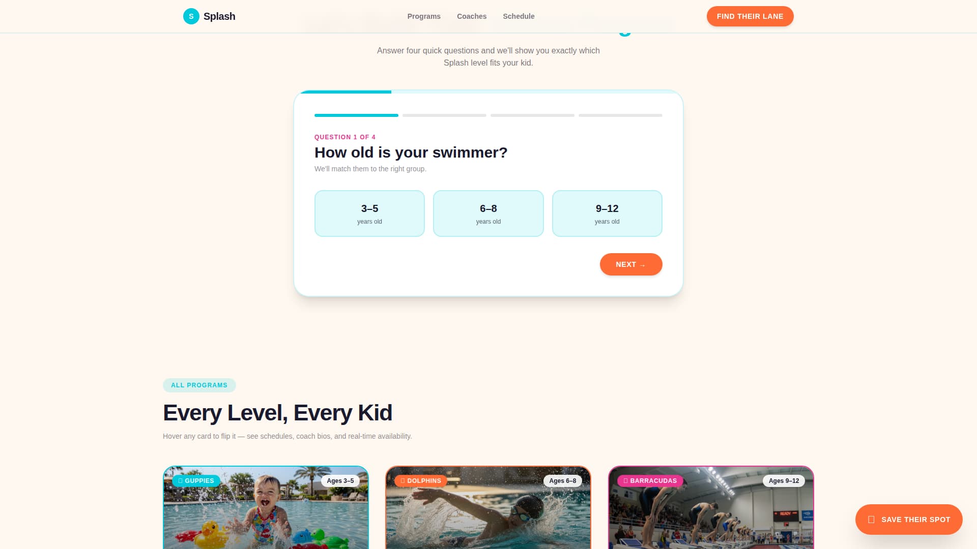 Kids Swimming Specialist Professional Website Template