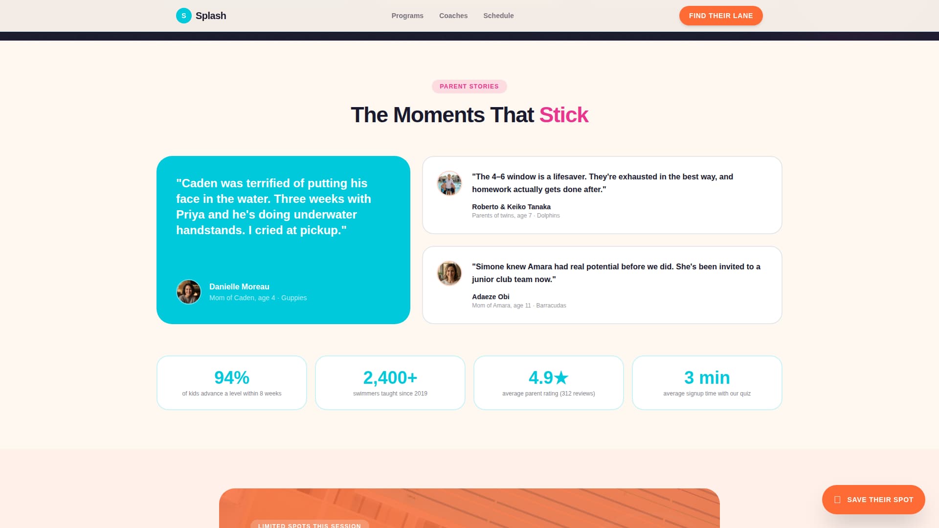 Kids Swimming Specialist Professional Website Template