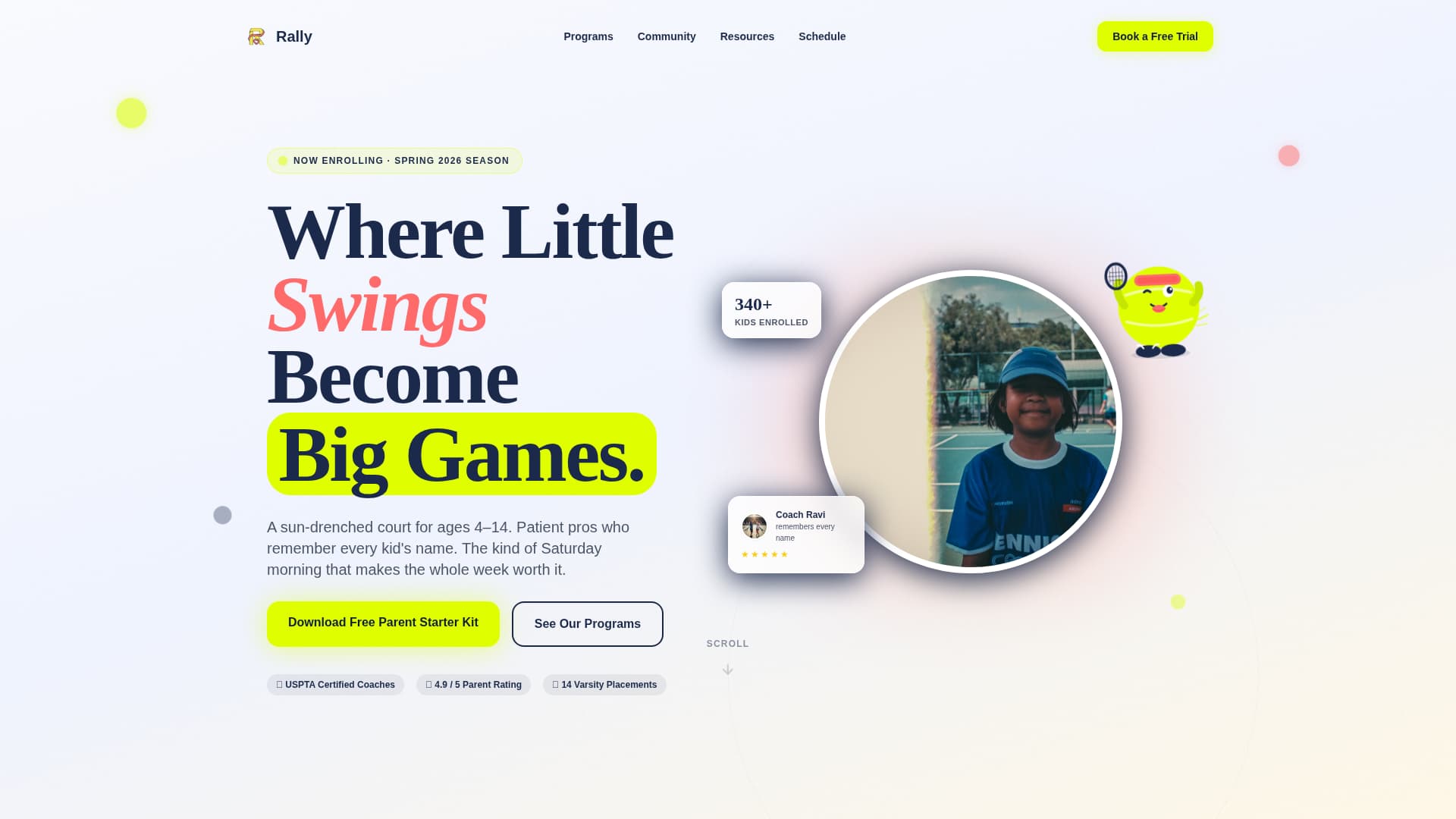 Kids Tennis Booking Website Template