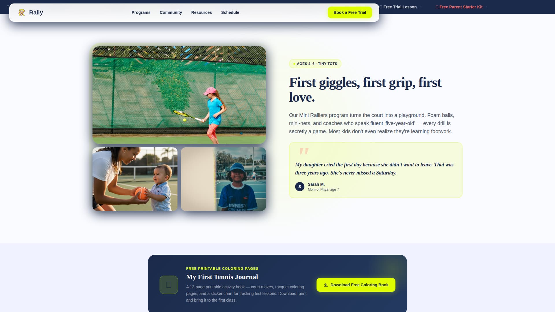 Kids Tennis Booking Website Template