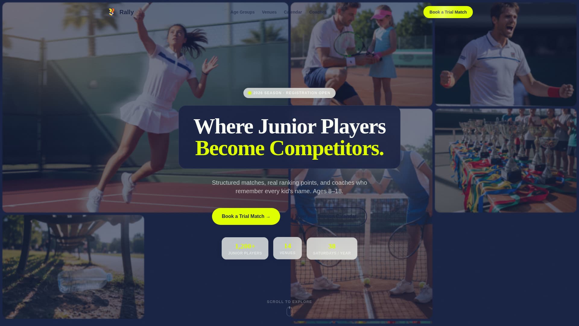 Rally - Dynamic Junior Tennis Landing Page Template