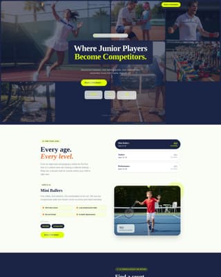 Rally - Dynamic Junior Tennis Landing Page Template