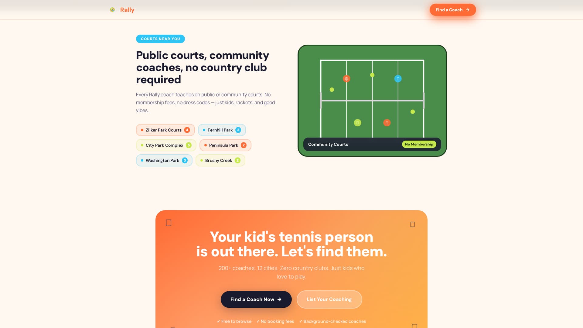 Rally - Playful Tennis Coach Landing Page Template